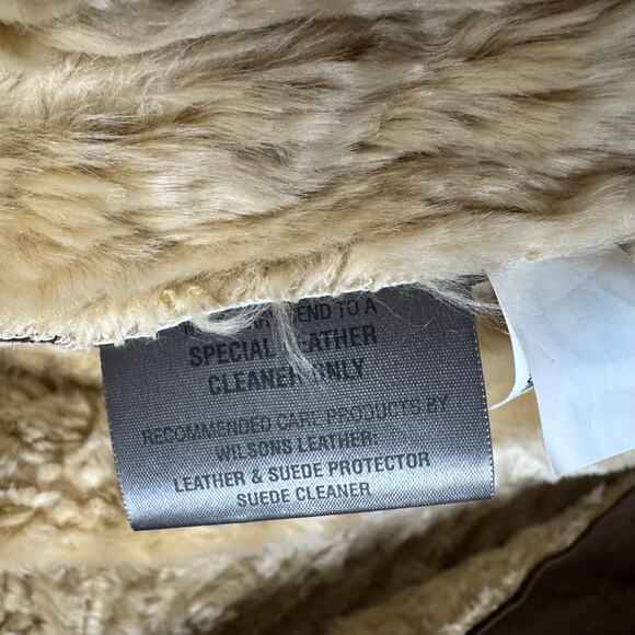 Wilsons Suede Penny Lane Leather Coat Womens Medium Brown Rabbit Fur Boho Toggle - Picture 12 of 15